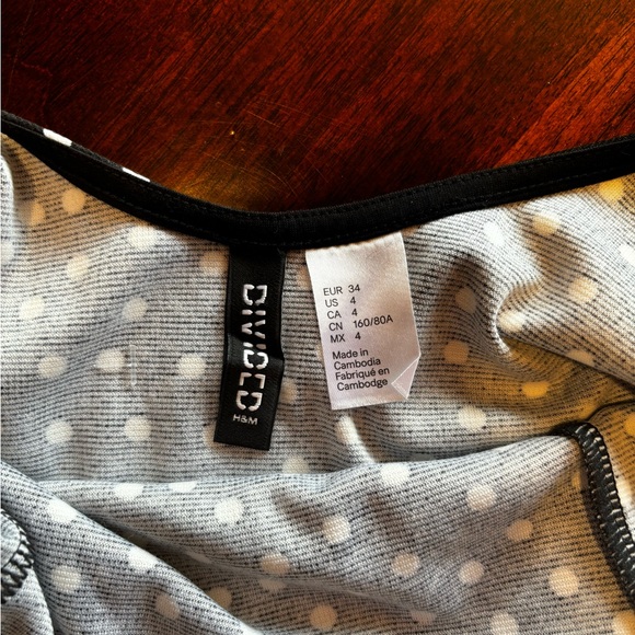 Black polka dot mini/skater dress by Divided for H&M size 4 - Picture 7 of 8